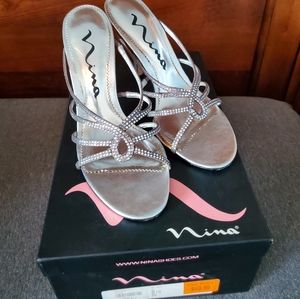 Nina Rhinestone silver High heels